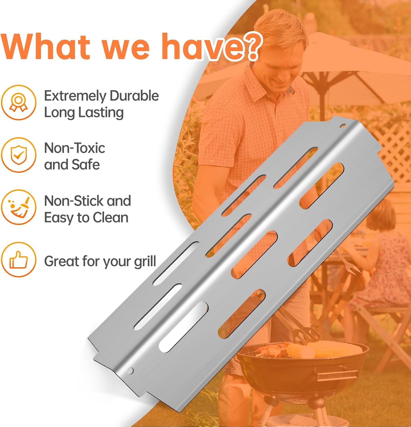 Stainless Steel Grill Flavorizer Bar Heat Plates with 2 Pack Grates BBQ Gas Grill Replacement Parts for Weber Genesis II 300 Series Genesis II E-310 E-315 E-330 E-335 S-310 S-335 Gas Grill