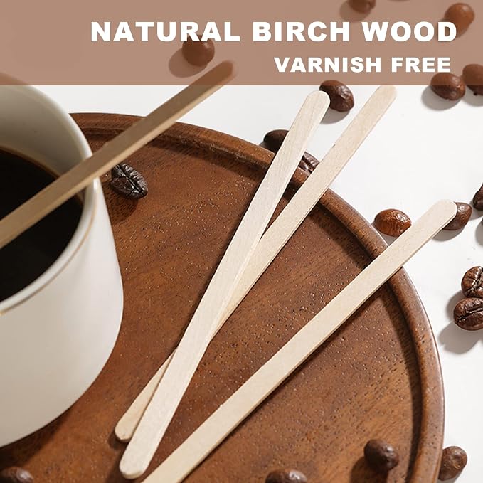 500pcs Wood Coffee Stirrer Sticks, 5.5 Inch Wooden Swizzle Stick Beverage Mixer - Image 5