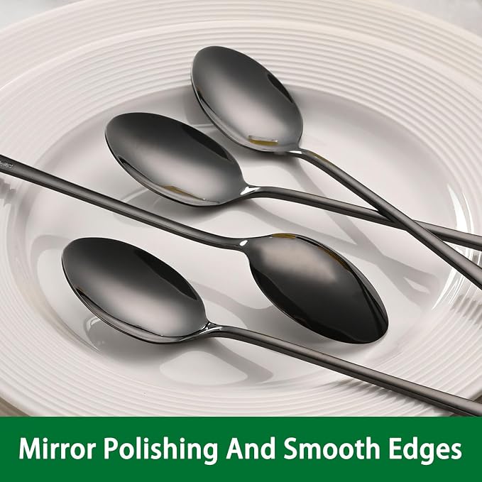 7.5 Inches Black Coffee Stirring Spoons Set, Long Handle Mixing Spoons - Image 3