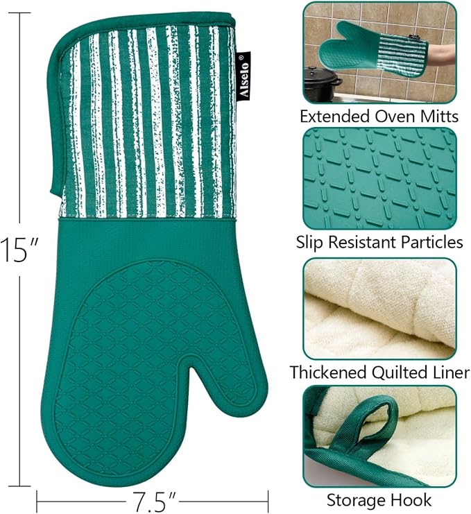 Alselo Silicone Oven Mitts Heat Resistant 932℉ - Image 2