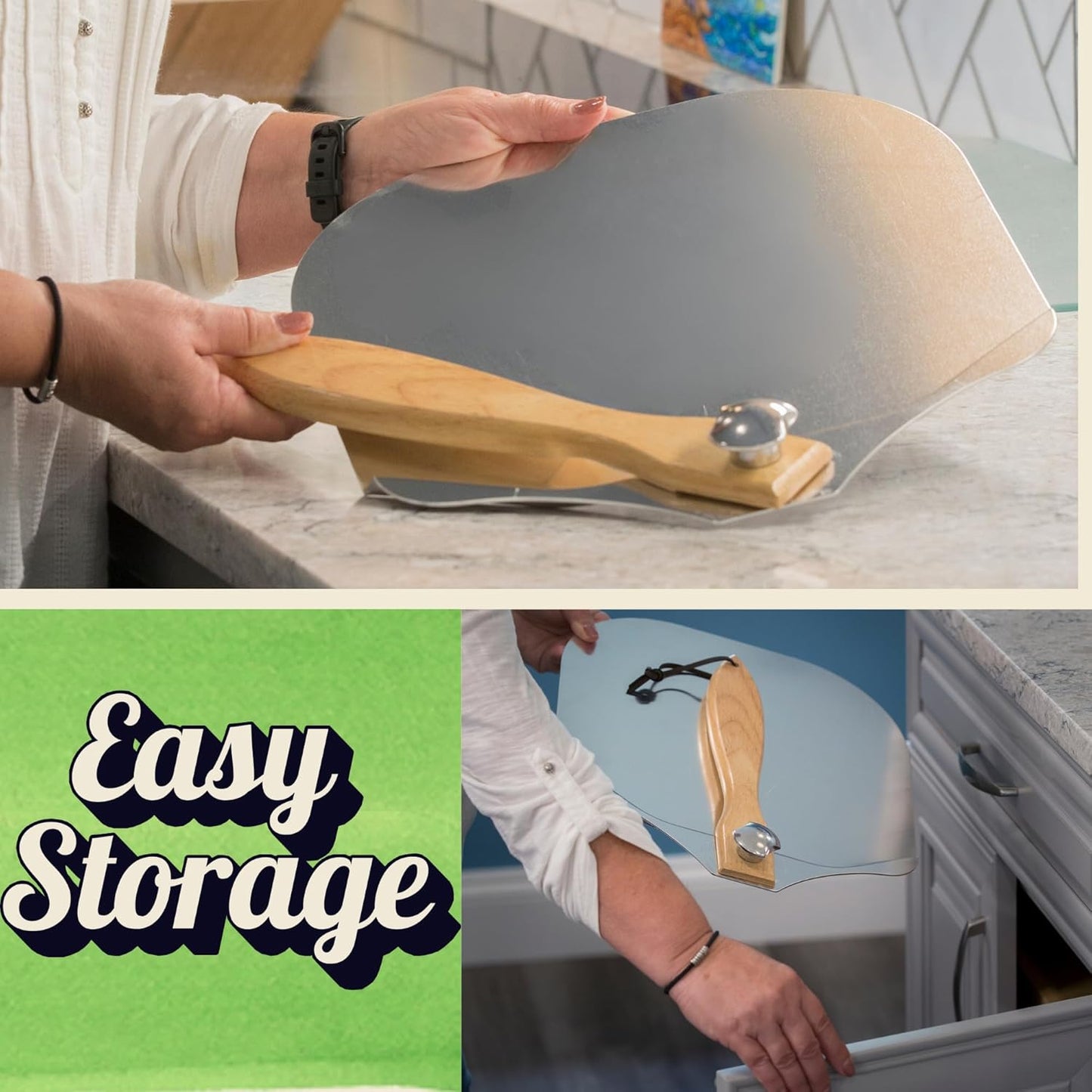 Round Pizza Stone for Oven 16 inch - Large Pizza Stone with Handles, Metal Pizza Peel, Pizza Cutter and Dough Tool - Baking Stone for Oven Bread - Thick Heavy Duty Cordierite Baking Stones