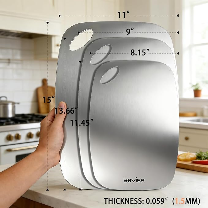 Real 100% Pure Titanium Cutting Board Non-Toxic Set of 3 - Image 7