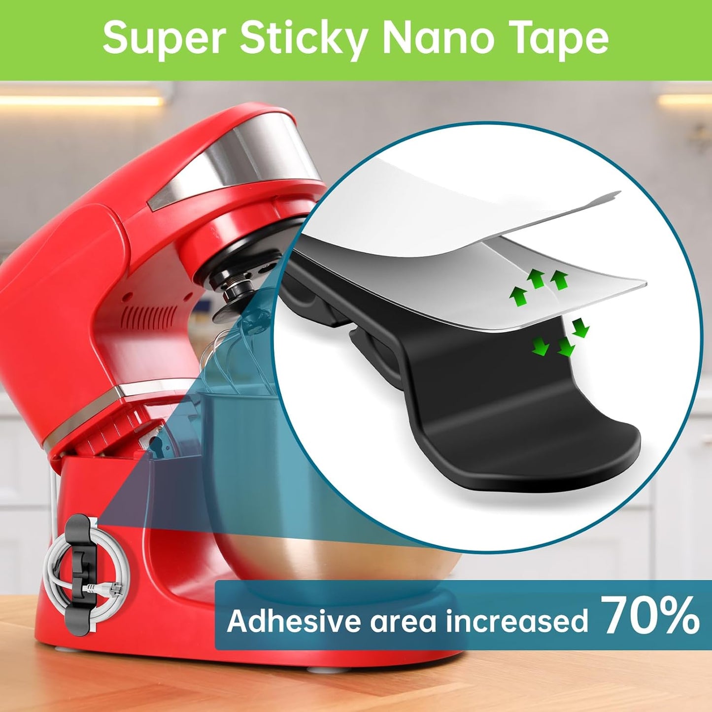 12PCS Cord Organizer for Appliances, Upgraded Kitchen Appliance Cord Wrap, Cord Holder Stick on Pressure Cooker, Coffee Maker, Air Fryer and Blender(6 Black + 6 White)