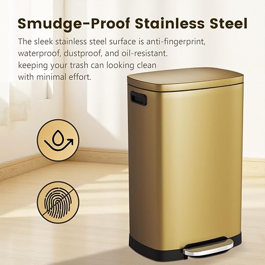 ELPHECO Kitchen Trash Can with Lid Soft Close, 13 Gallon / 50L Stainless Steel - Image 6