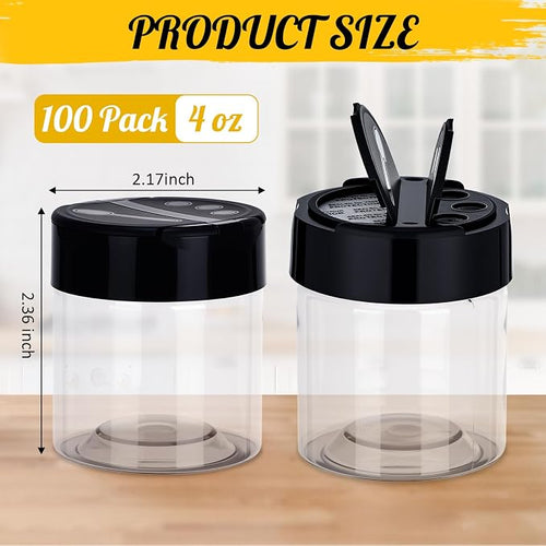 100 Pack 4 oz Spice Jars Plastic Clear Empty Bottles - Image 2