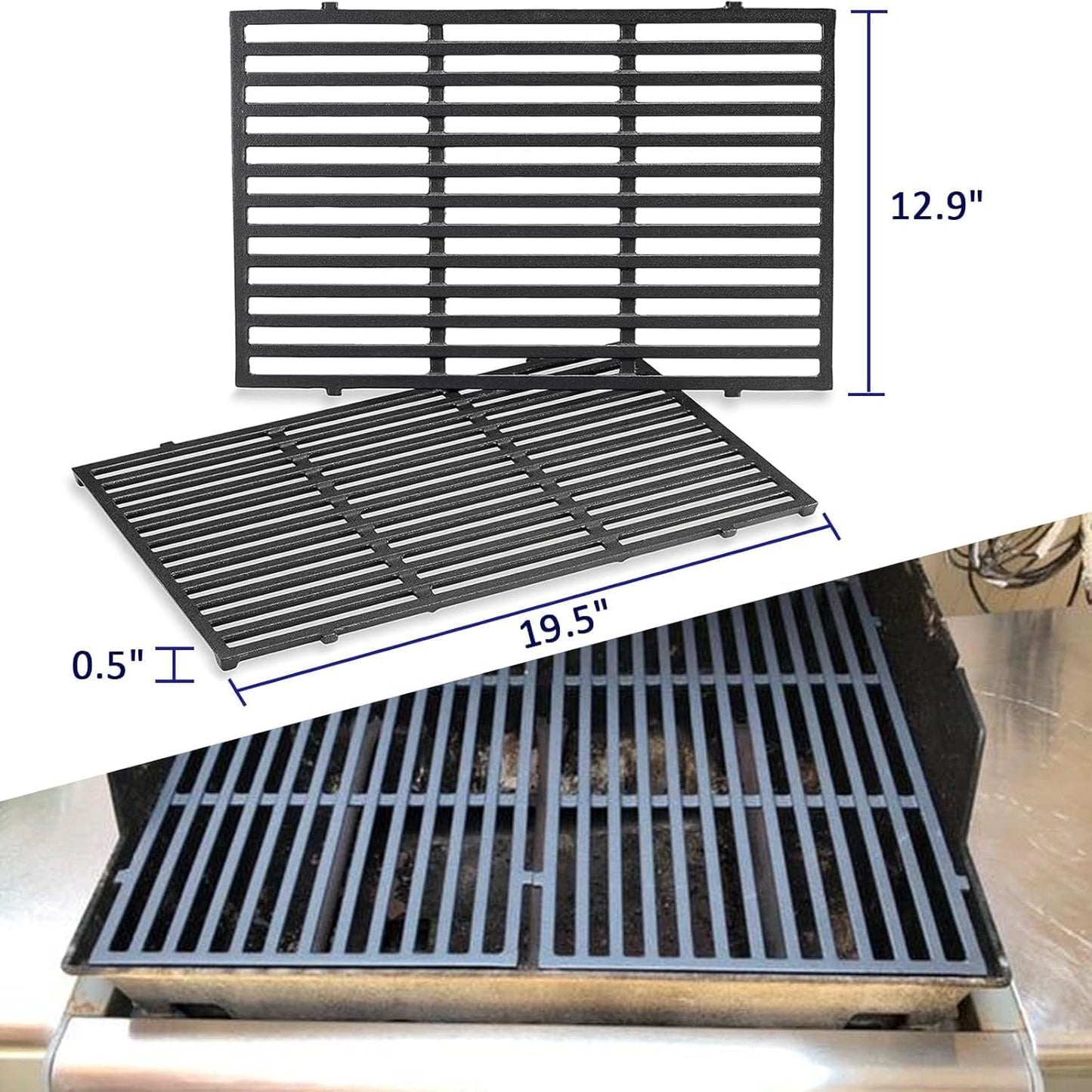 Genesis Grill Parts for Weber Genesis 300 Series Grills with Front Control Knob, 17.5" Flavorizer Bars 7620 Heat Deflectors 7622 Grill Grate 7524 for Weber Genesis E310 E320 E330 S310 S320 S330