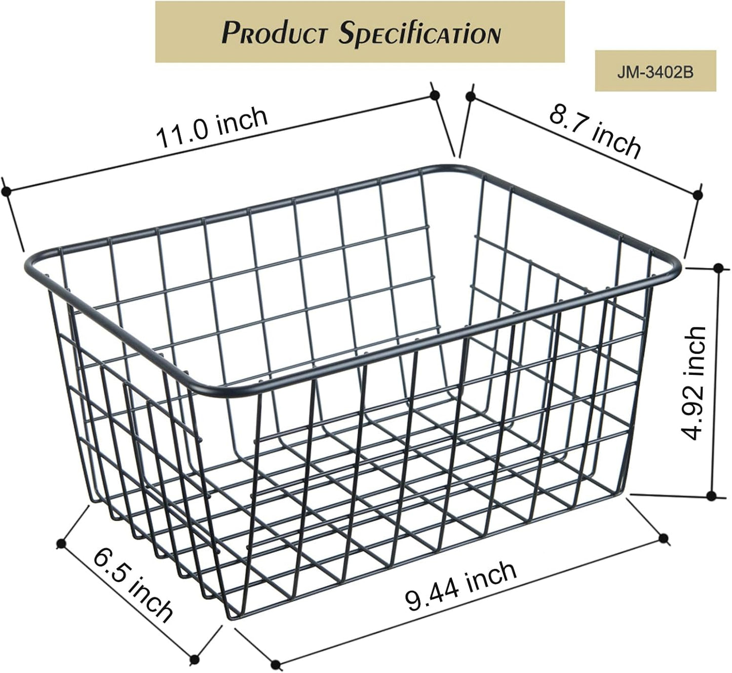 Wire Kitchen Storage Basket 5 Packs,Perfect Pantry Organization Accessories Basket,Laundry,Countertop Organization,Suitable for Kitchen,Bathroom,Bedroom,Tabletop,Stackable,Black