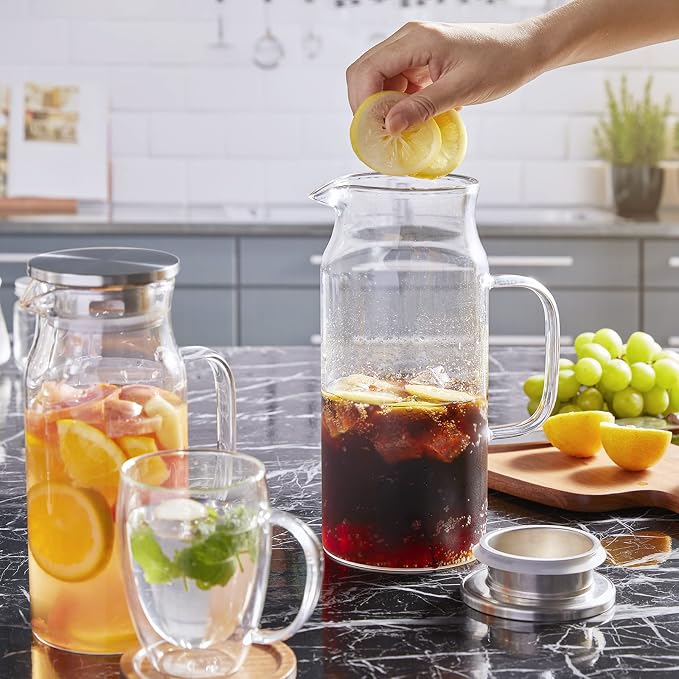 Bivvclaz 3 Pack 2 Liter 68 oz 2.1 Qt Glass Pitcher - Image 7