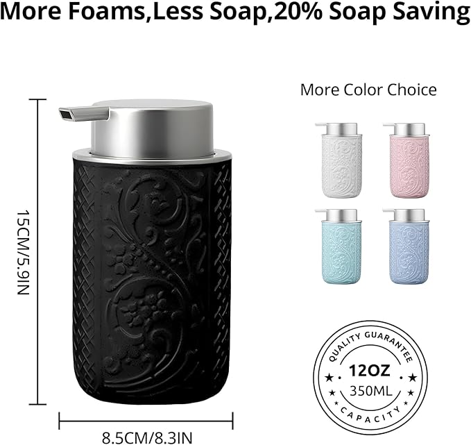 12OZ/350ML Ceramic Foaming Soap Dispenser Empty Hand Soap Dispenser Refillable - Image 2