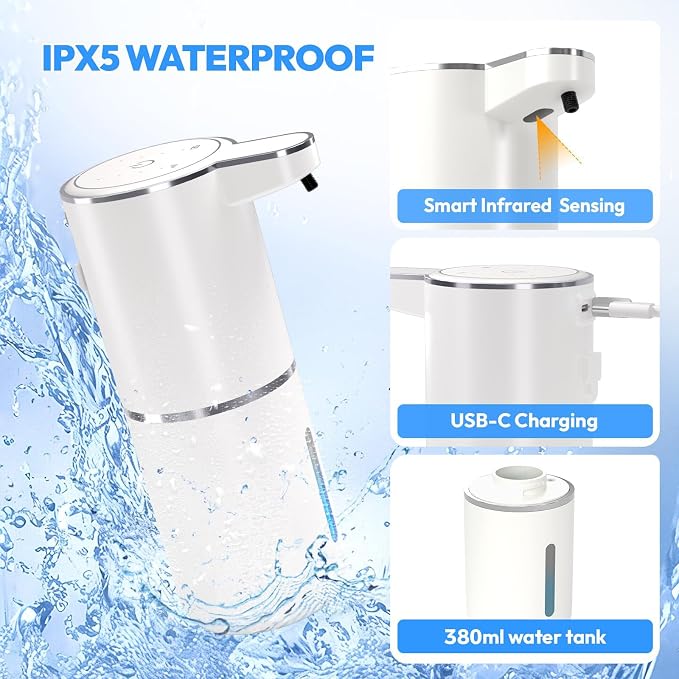 2 Pack Automatic Soap Dispenser Touchless, Liquid Hand Soap Dispenser 12.8oz - Image 3