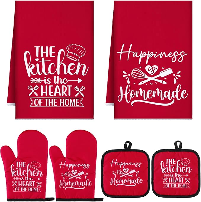 Sratte 6 Pcs Kitchen Decor Accessories Set Farmhouse Towels Pot Holders Oven by Sratte