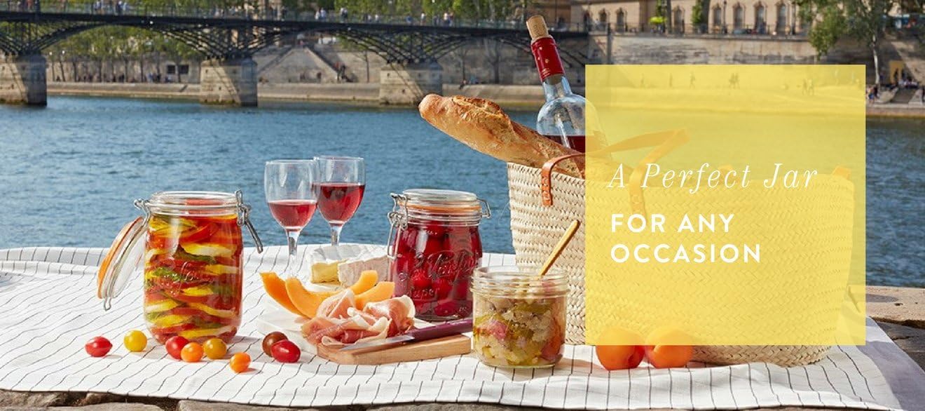 Le Parfait Super Jar - 3L French Glass Canning Jars, Wide Mouth, Airtight Lid (96oz/3 Quarts, 3 pk CP)