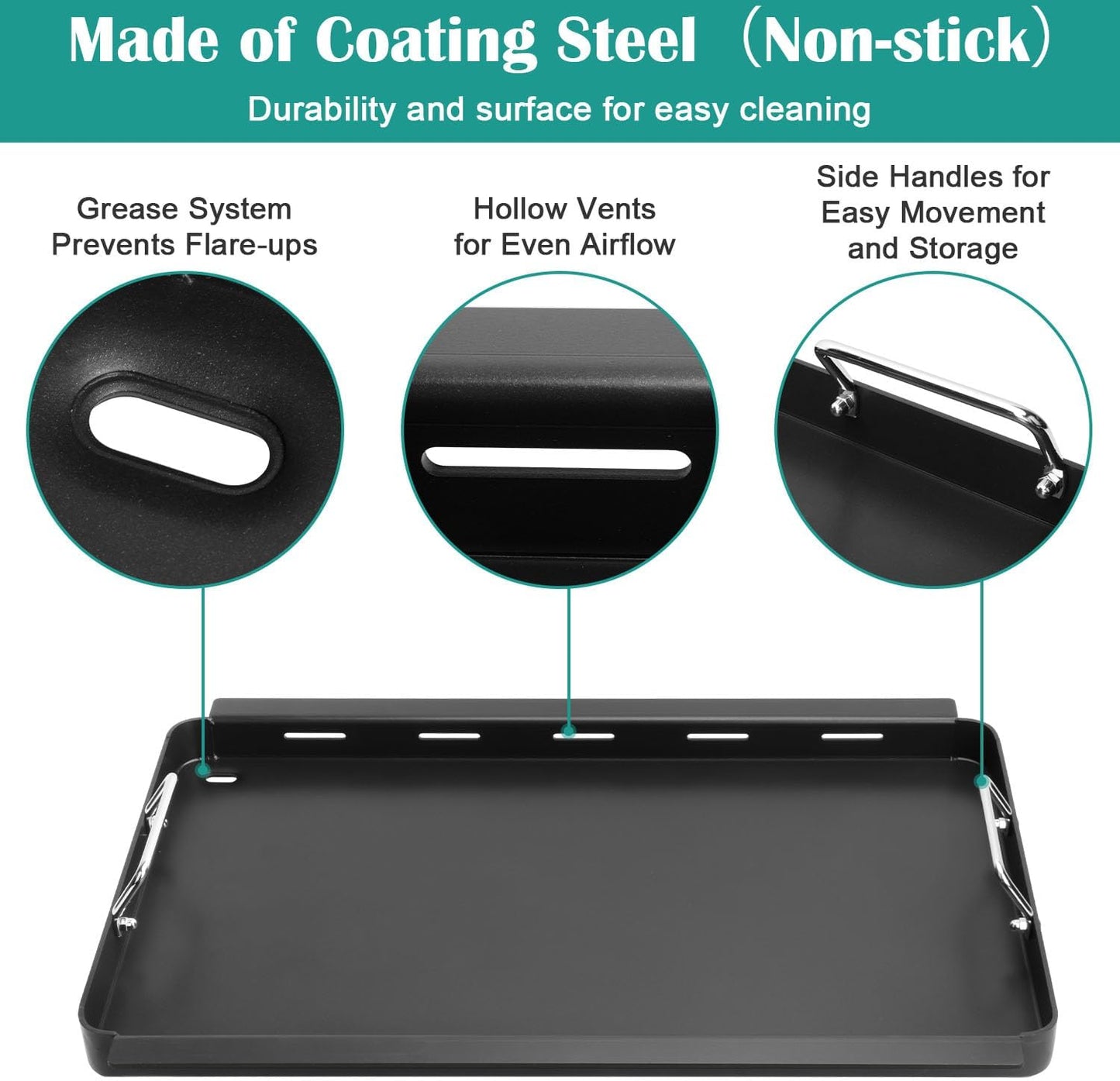 Full-Size Griddle Inserts for Home Depot Nexgrill 5 Burner 720-0888, 720-0888N, 720-0882A, 720-0882S, Flat Top Grill Griddle for Nexgrill 4 Burner 720-0830H 720-0830X 720-0888S 720-0783W Grill