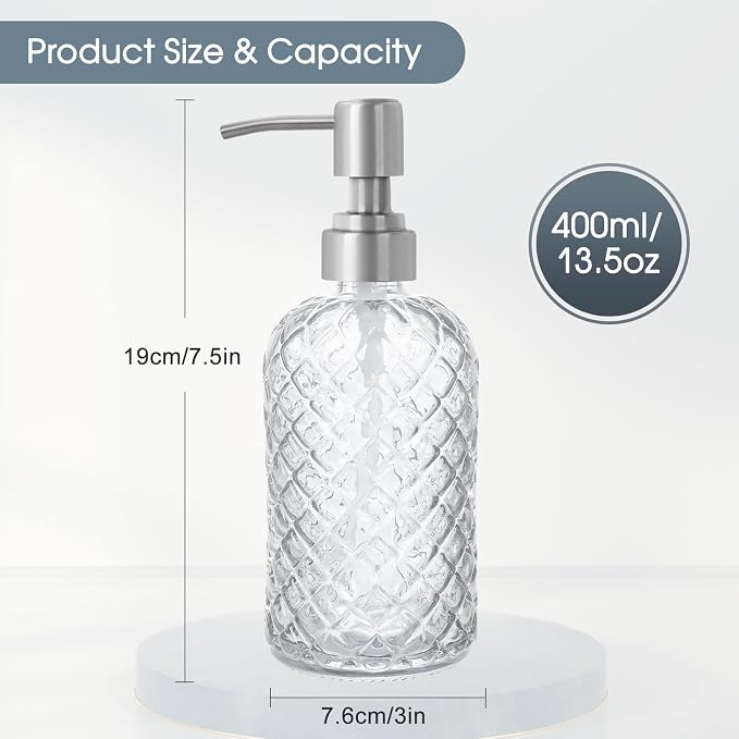 Gem-Patterned Glass Soap Dispenser - Image 4