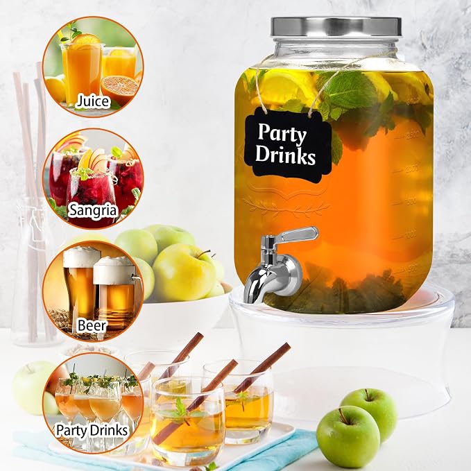 Moretoes 1 Gallon Glass Drinks Dispenser - Image 6