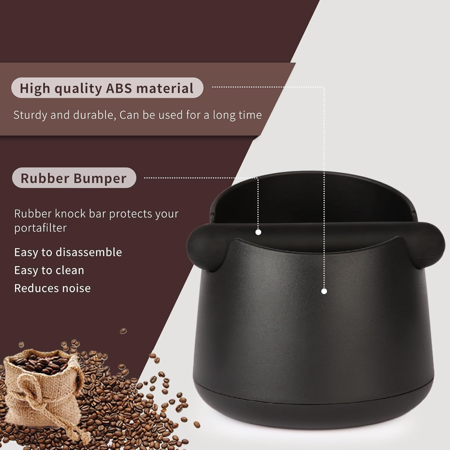 Knock Box Large Capacity Design Espresso Knock Box Tamping Mat Espresso Machine Accessories Set of 2 with Removable Knock Bar and Anti-Slip Base for Home Office Barista Tools for Bar Shop