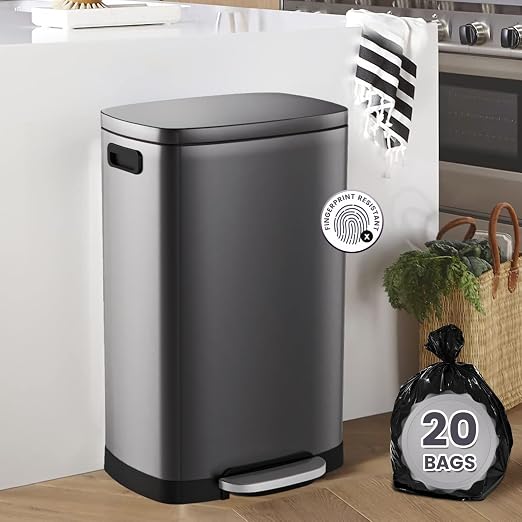 ELPHECO Kitchen Trash Can with Lid Soft Close, 13 Gallon / 50L Stainless Steel - Image 9