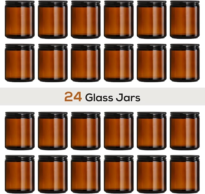 24 Pack, 8 OZ Thick Amber Candle Jars - Image 3