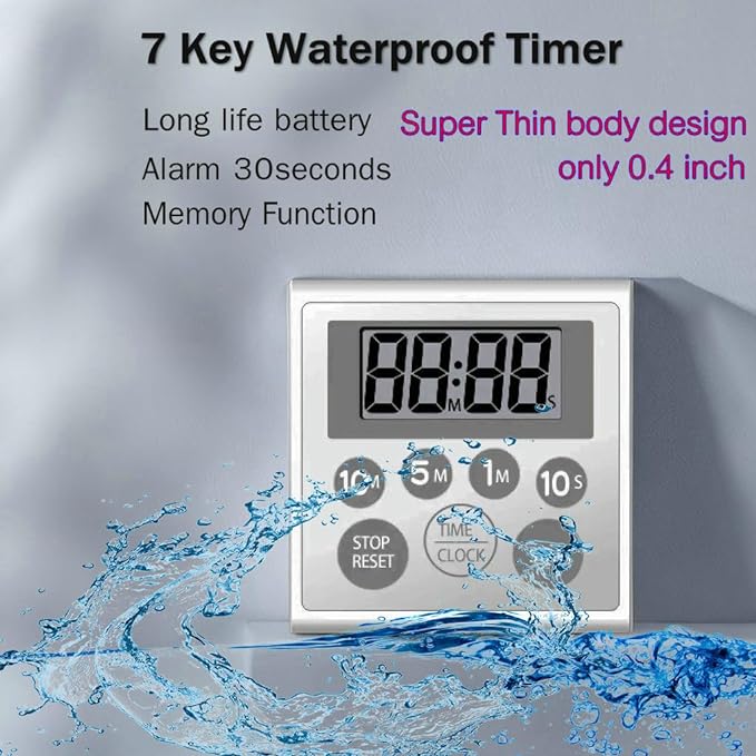 Digital Timer Waterproof Shower Timer Shower Clock Bathroom Kitchen Timer - Image 6