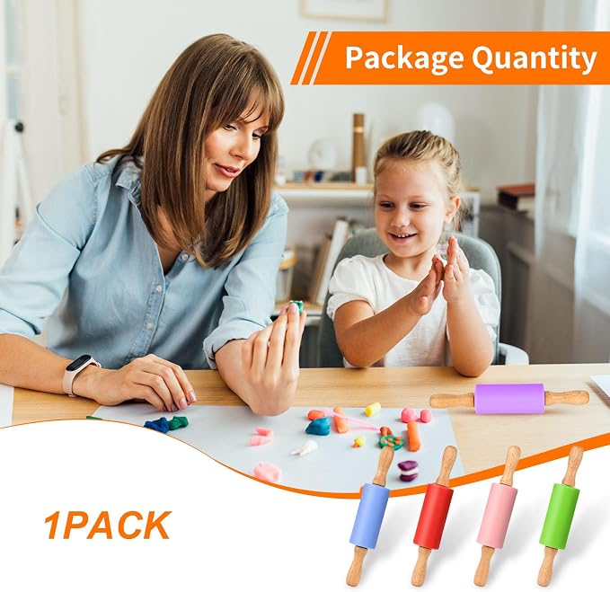 Mini Silicone Rolling Pin for Kids, Non-stick Surface Wood Handle, 9 Inch 1 - Image 6