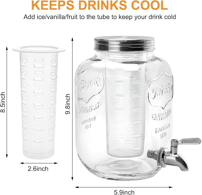 1 Gallon Glass Beverage Dispenser - Image 2