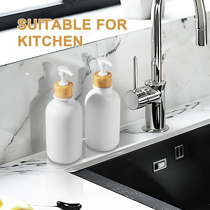 KASUNTING White Soap Dispenser, 2 Pack Plastic Bathroom Hand Soap and Lotion - Image 7