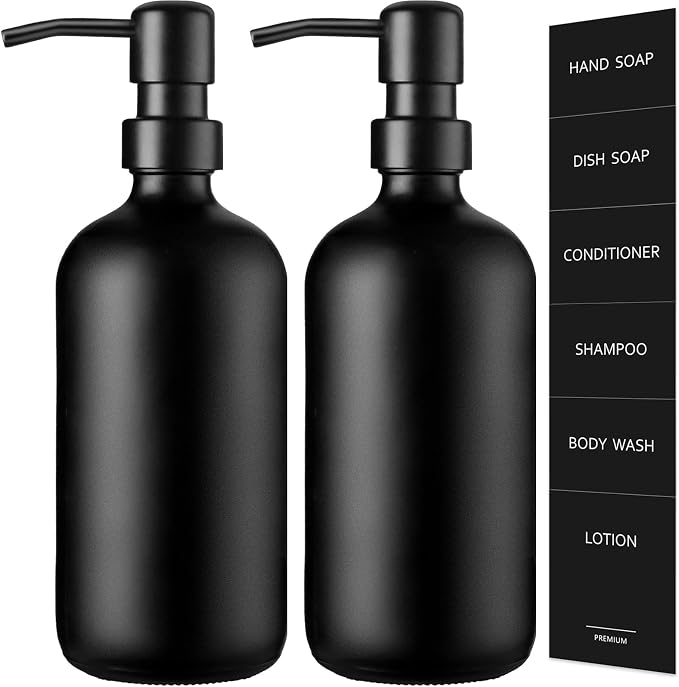 GMISUN Black Soap Dispenser, 2 Pack Matte Black Hand Soap Dispensers Bathroom by GMISUN
