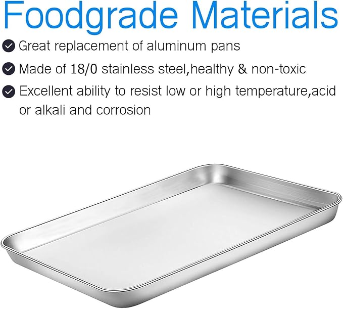 Baking Sheets Set of 2, Bastwe 16 inch Cookie Sheets & Stainless Steel Baking - Image 2