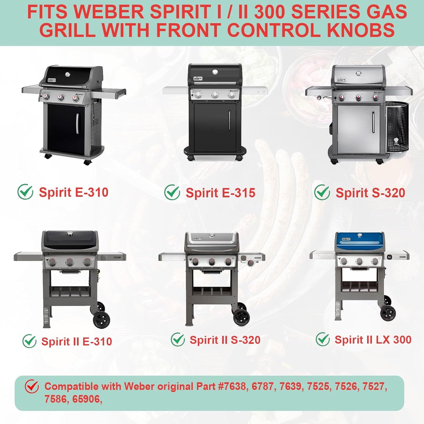 Spirit 300 Full Size Griddle Insert for Weber GS4 Spirit I/II 300 Series Gas Grill E310,E320,S310,E315,S320,E330,S330 Parts, 6787 Carbon Steel Flat Top Griddle Replacement Parts for Weber 7638 7639
