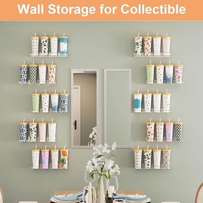 upsimples 14 Pack Acrylic Shelves Wall Organizer and Storage, Toy Cars - Image 7
