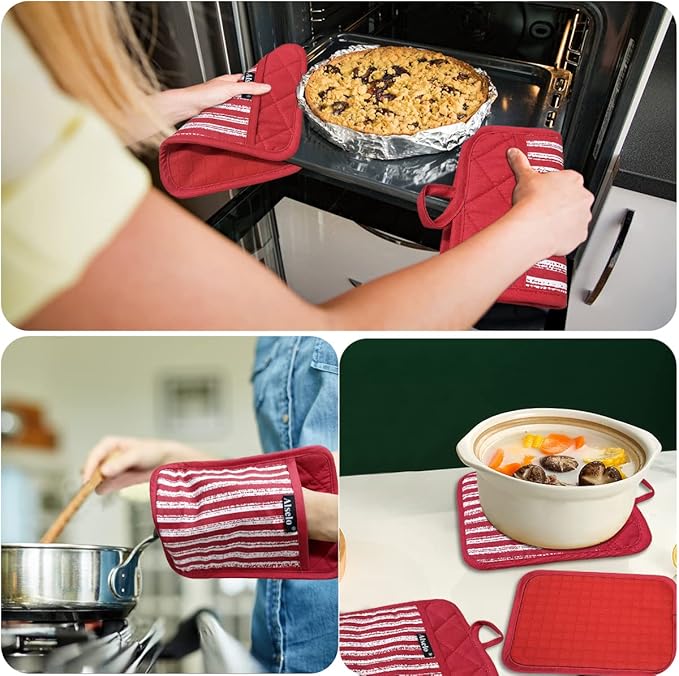 Alselo Silicone Pot Holders Set of 3 Heat Resistant & Non Slip Potholders - Image 5