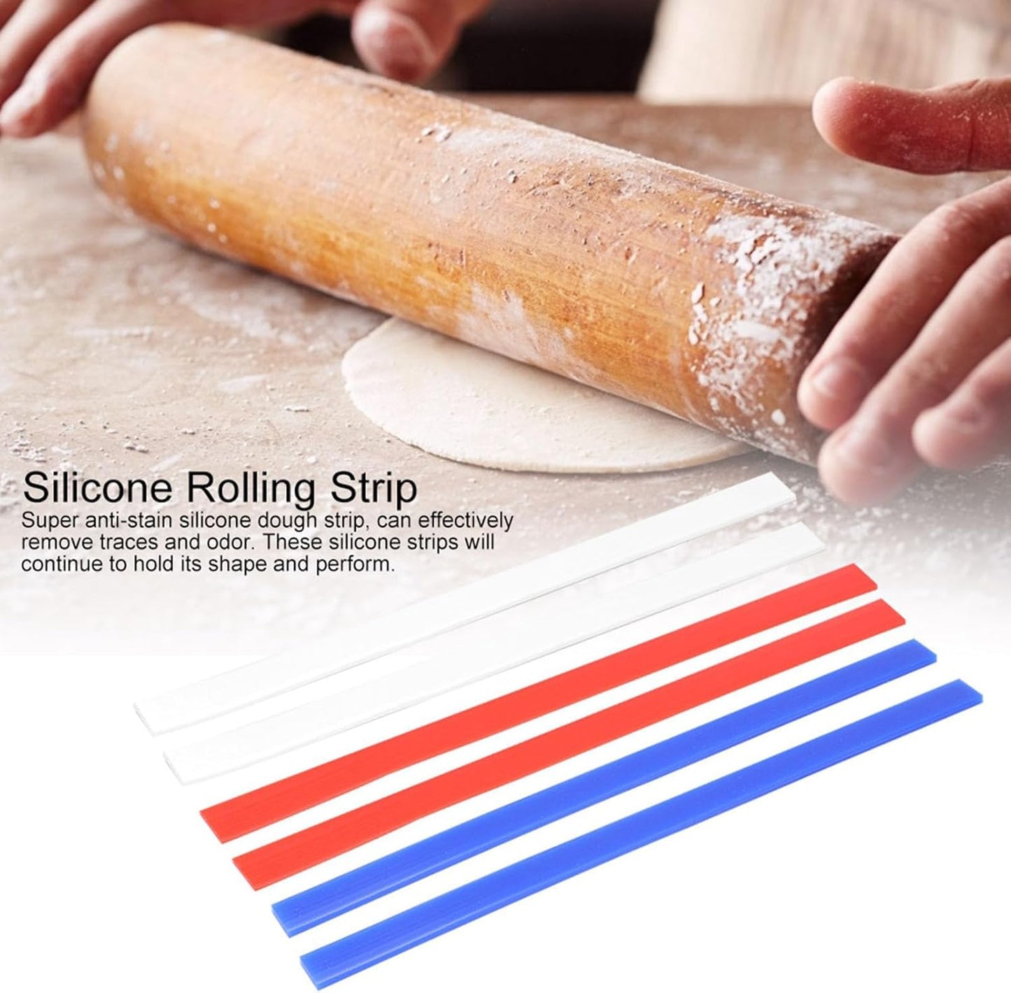 6PCS Silicone Rolling Pin Guides, 2/4/6 mm Guide Sticks Baking, Professional Silicone Ruler Guide, for Pastry Cookies Baking Kitchen Restaurant