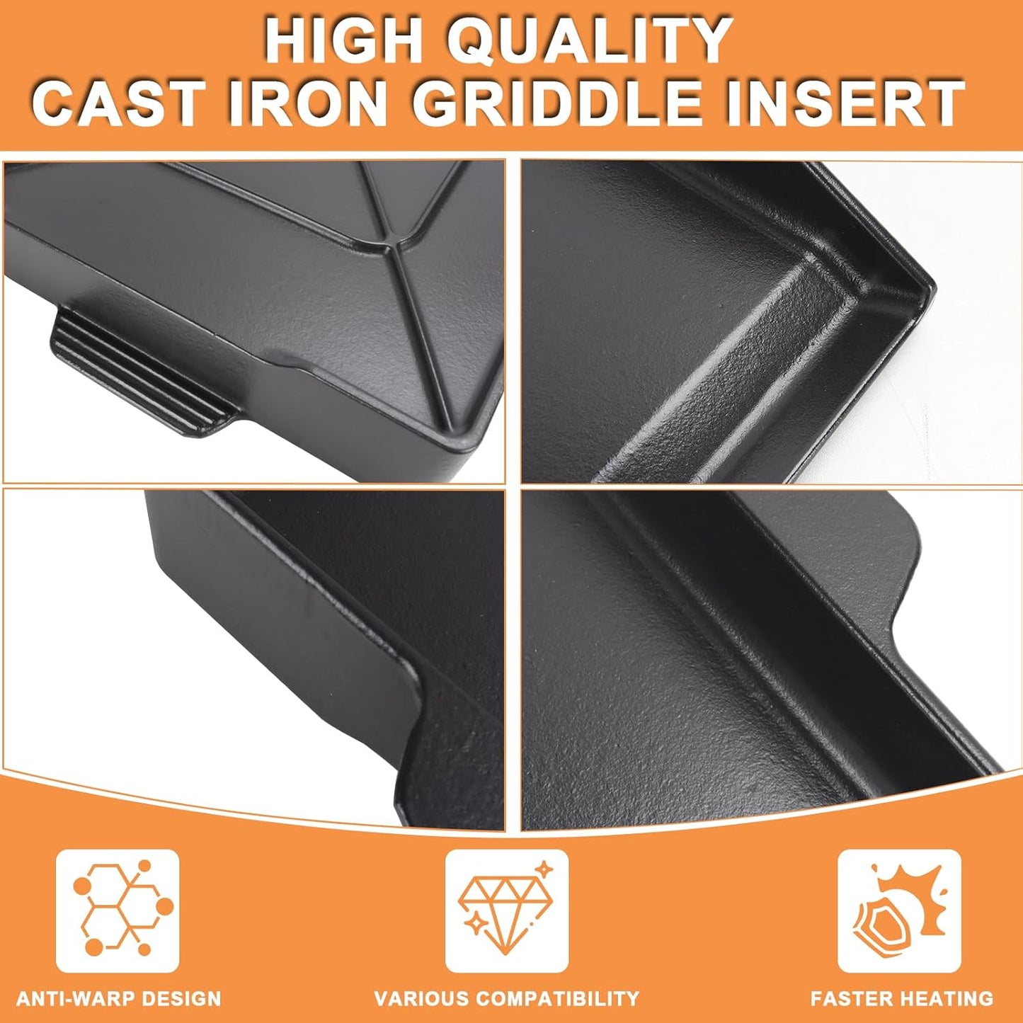 Universal Cast Iron Flat Top Griddle for Gas/Stove/Electric/Charcoal Grill,23" X 16 BBQ Griddle Insert for Weber Camp Chef Nexgrill StoveTop Griddle,Tailgating Nonstick Coating Cooking Skillet Pan,1PC