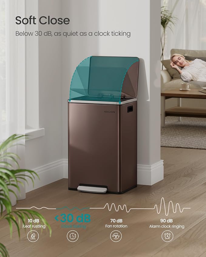 SONGMICS Trash Can, 13-Gallon Gabbage Can, - Image 3