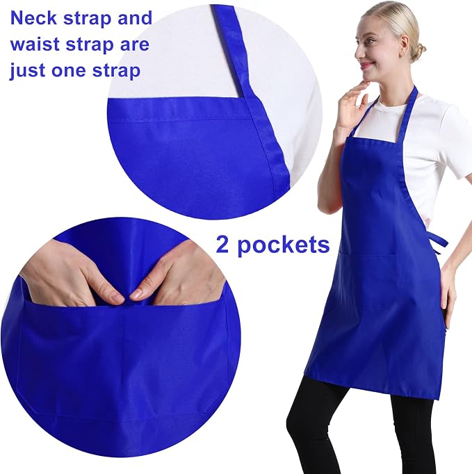 12 Pcs Bib Blue Aprons for Women Men Unisex Adult - Image 2