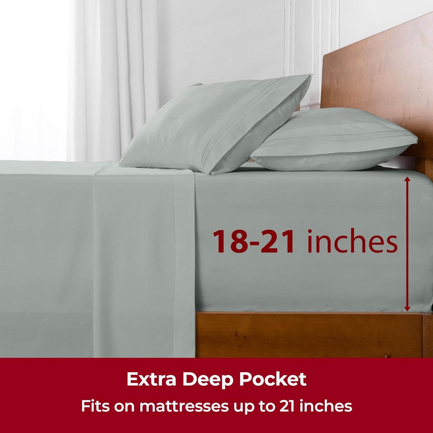 Mellanni Extra Deep King Sheets - 4 PC Iconic Collection Bedding - Hotel Luxury, Ultra Soft, Cooling Bed Sheets - Wrinkle, Fade, Stain Resistant (King, Spa Mint)