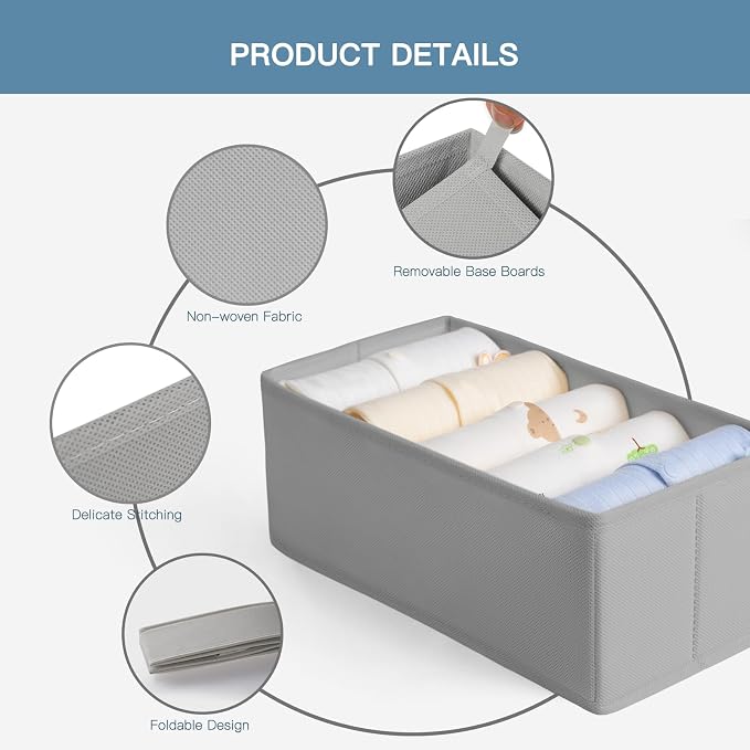 Criusia Drawer Organizer Clothes, 10 Pack Dresser Organizer - Image 4
