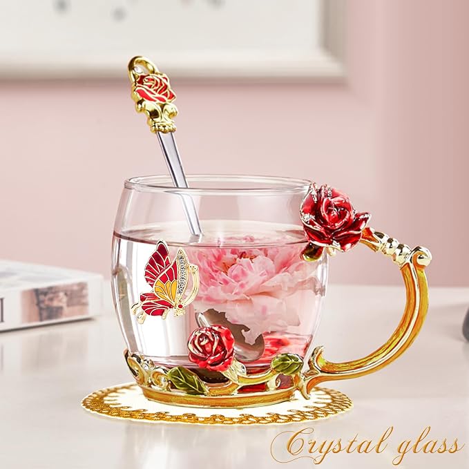 OEAGO Gifts for Mom Women Mothers Day Valentines Day Gifts Glass Coffee Enamels - Image 4