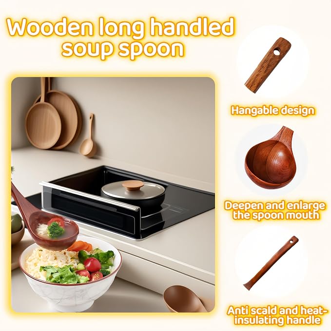 10" Premium Wooden Spoon for Cooking, Natural Teak - Image 5
