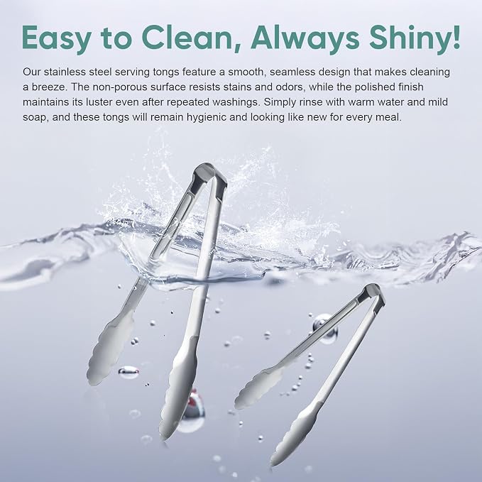 12 pieces Buffet Tongs 9'' Inches Serving Tongs Heavy Duty Stainless steel - Image 6