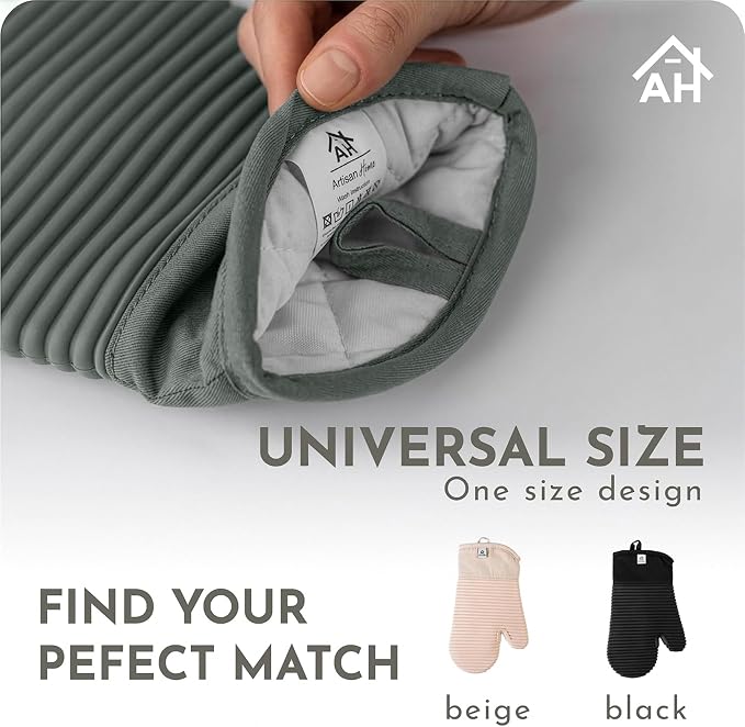 Extra Long Silicone Oven Mitts and Pot Holders Sets | Heat Resistant 500°F - Image 9