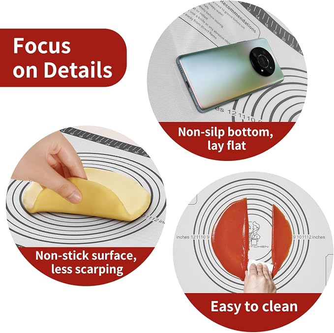 Silicone Baking Mat with Measurement, Non Stick Siliocne Pastrty Mat - Image 3