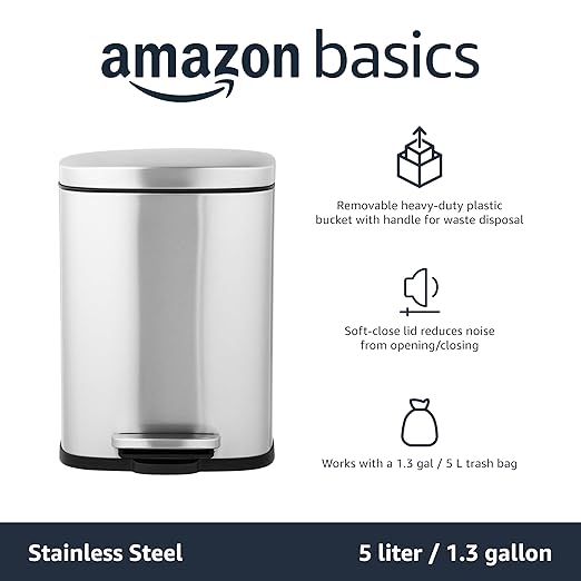 Amazon Basics Smudge Resistant Mini Rectangular Trash Can - Image 5