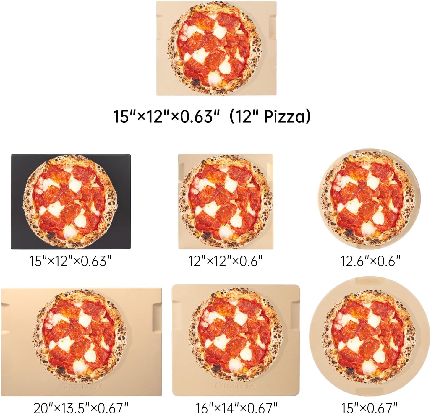 Pizza Stone Set, 15"x12" Rectangular Pizza Stone for Oven Grill BBQ with Wooden Pizza Peel & Oven Mitts, Cordierite Baking Stone for Bread, Unique Built-in 4 Handles Cooking Stone