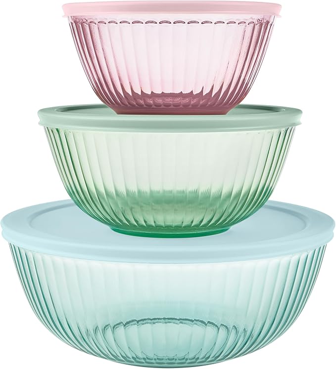 Pyrex Colors Sculpted Tinted Glass Mixing Bowls by Pyrex