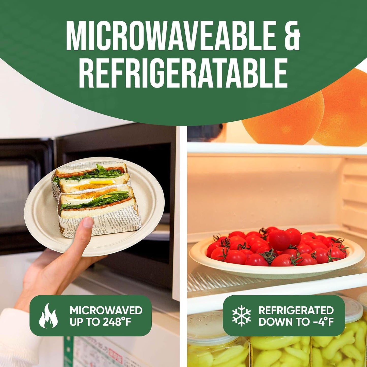 9 Inch Compostable Paper Plates (100 Pack) - Eco-Friendly Disposable Dinnerware for Parties, Microwavable & Water/Oil Resistant - 100% Biodegradable Heavy Duty Brown Plates for Events, Picnics