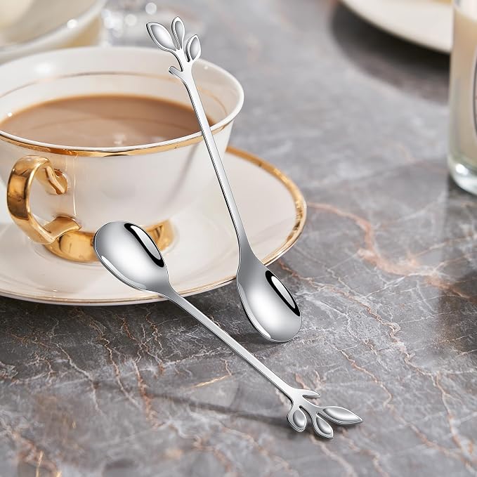 AnSaw Silver Small Coffee Spoon Holder Set, Swan Base - Image 8