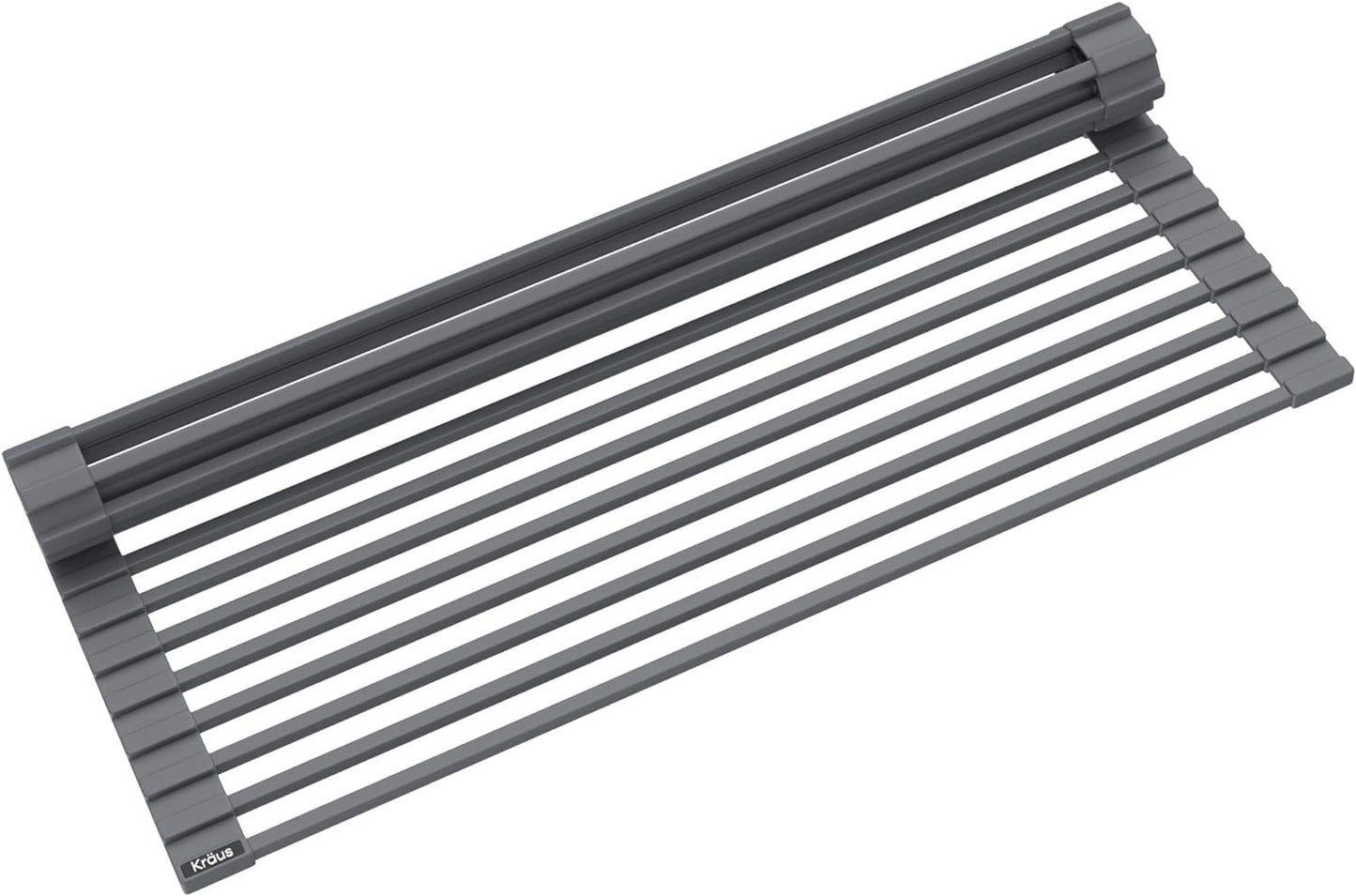Kraus Multipurpose Over-Sink Roll-Up Dish Drying Rack, Colander and Trivet in Dark Grey, KRM-10DG