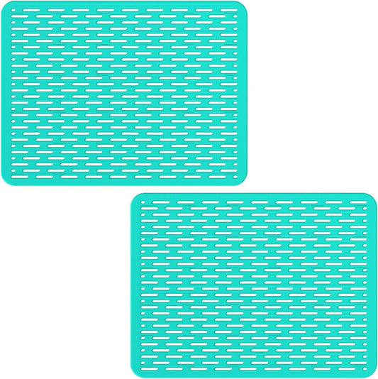 Bligli Mesh Sink Mat, 15.7 x 11.8inch Sink Prtector Mats for Kitchen Sinks, PVC Eco-Friendly Sink Protectors for Bottom of Sink, Fast Draining, Easy Cleaning, Clear Green