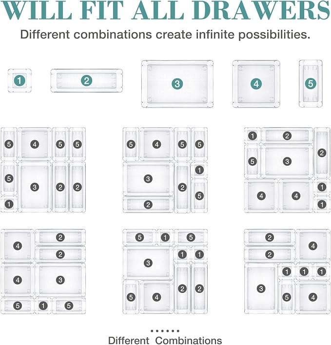 StorMiracle 25 PCS Drawer Organizer Set, 4 Varied Size Bathroom and kitchen - Image 4